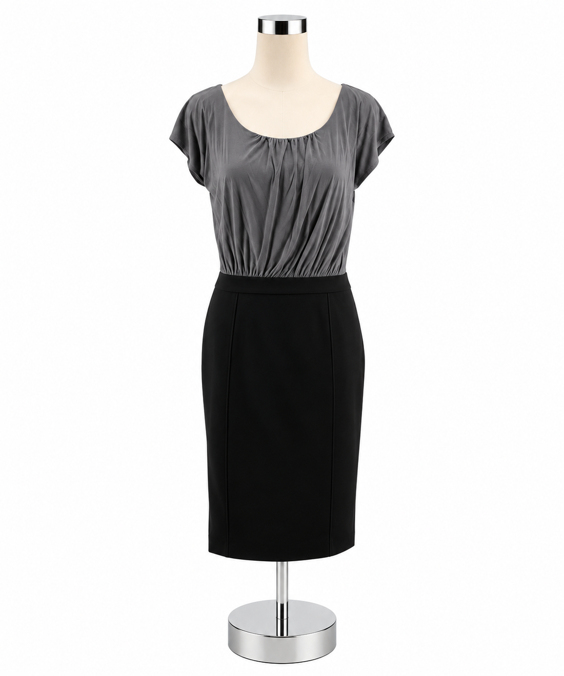 Ann Taylor LOFT Gray &amp; Black Colorblock Cap Sleeve Sheath Dress Size 6 - ONLINE ONLY