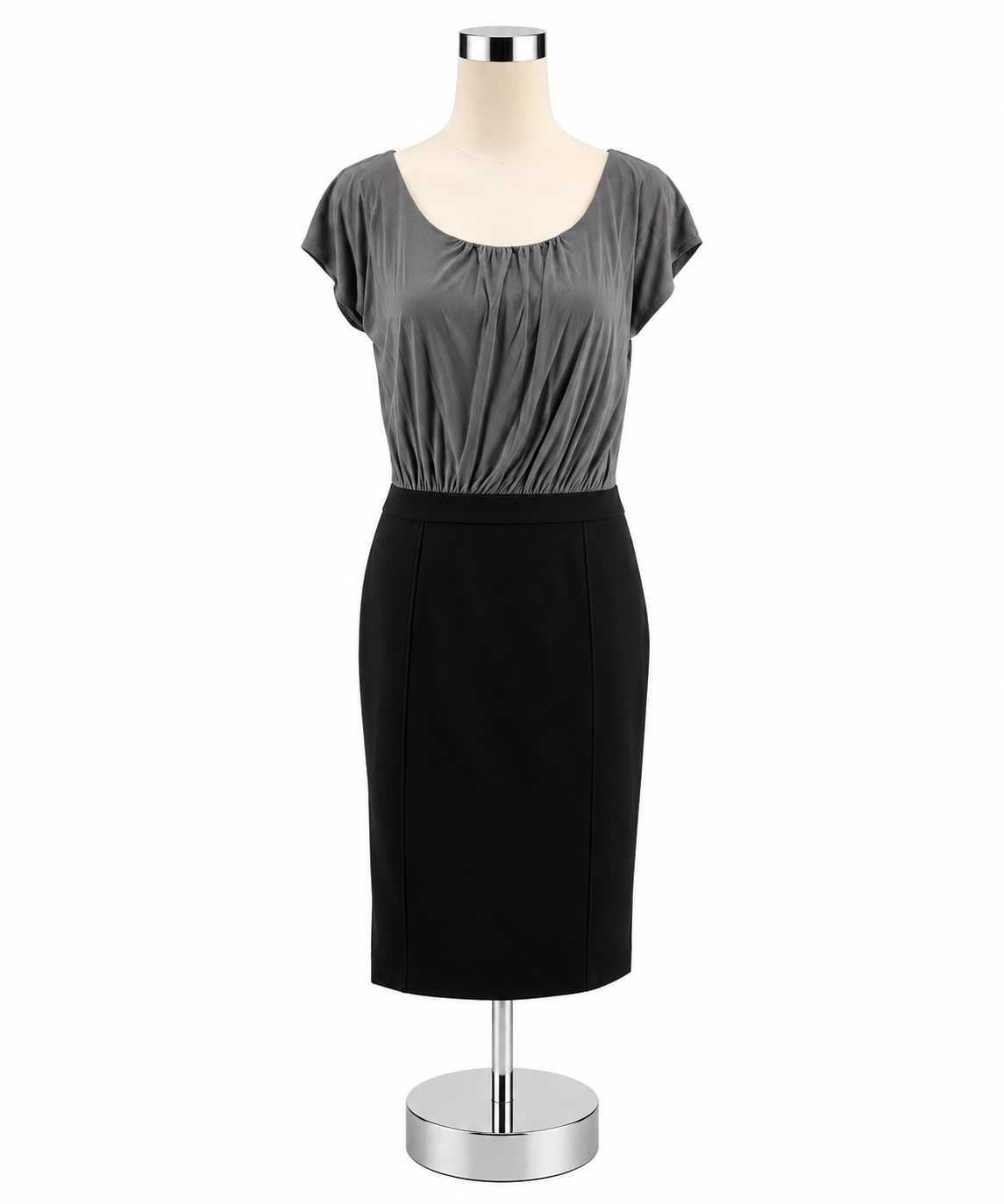 Ann Taylor LOFT Gray &amp; Black Colorblock Cap Sleeve Sheath Dress Size 6 - ONLINE ONLY