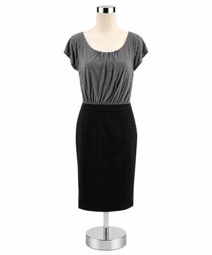 Ann Taylor LOFT Gray &amp; Black Colorblock Cap Sleeve Sheath Dress Size 6 - ONLINE ONLY