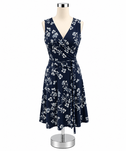 41 Hawthorn Kamile Floral Faux Wrap Dress Navy White Size Small - ONLINE ONLY