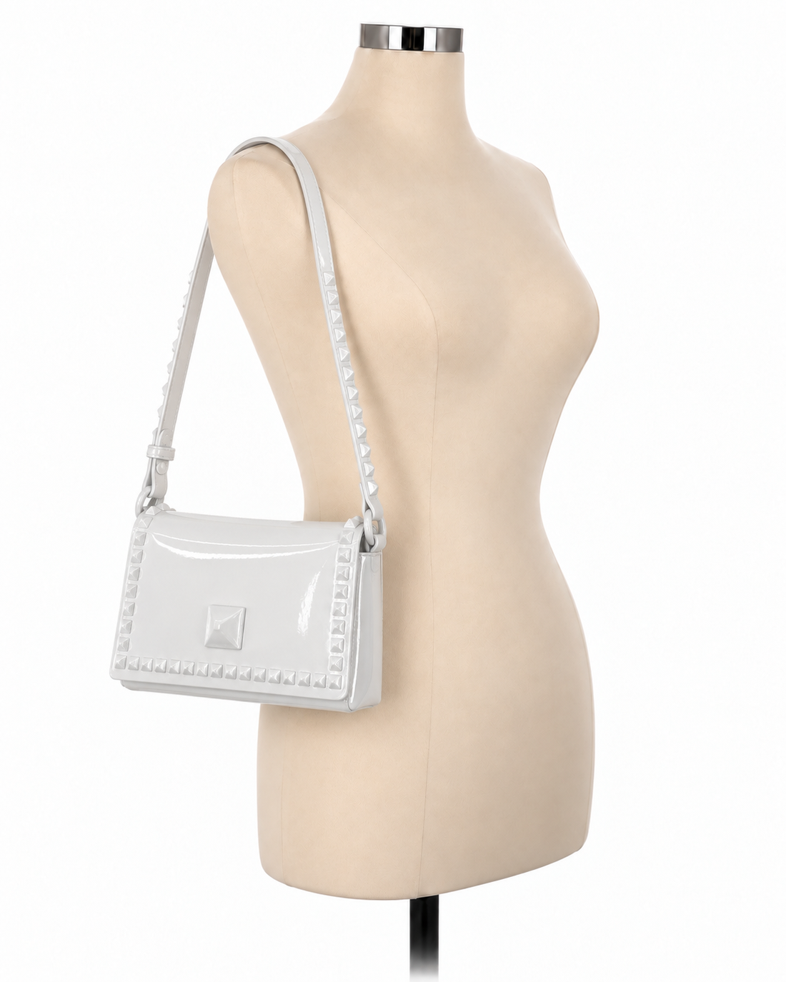 Carmen Sol Tonino White Studded Jelly Crossbody Bag