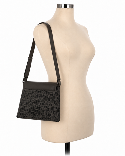 Malia Designs Fair Trade Leaf Print Crossbody Bag | Brown Vegan Leather