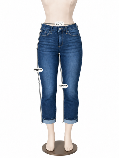NYDJ Marilyn Crop Slim Straight Jeans Womens Size 8 Dark Wash Blue Lift Tuck - ONLINE ONLY