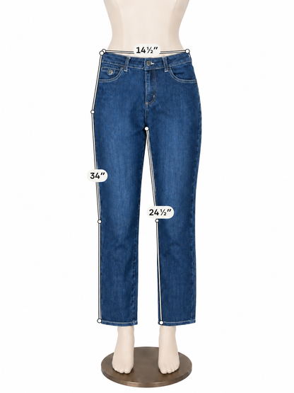 One X One Womens Size 6 Mid-Rise Straight Leg Ankle Crop Jeans Dark Wash- ONLINE ONLY