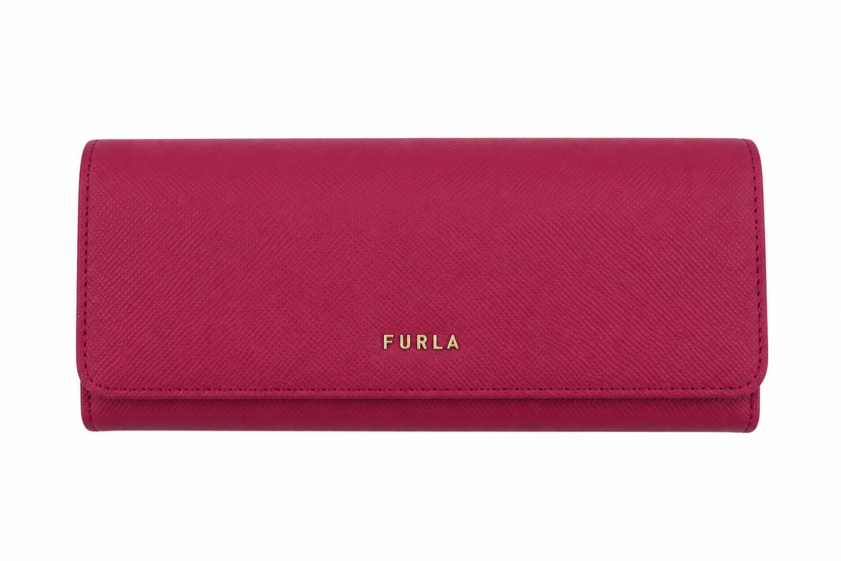 Furla Babylon XL Bifold Continental Wallet Lampone Pink Leather