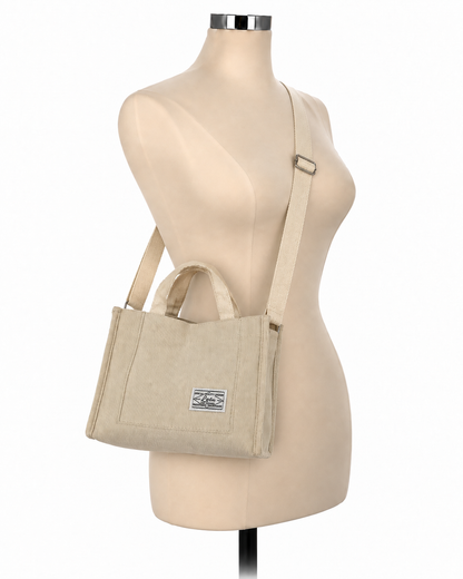 Letu Cream Corduroy Crossbody Sling Bag | Casual Everyday Purse