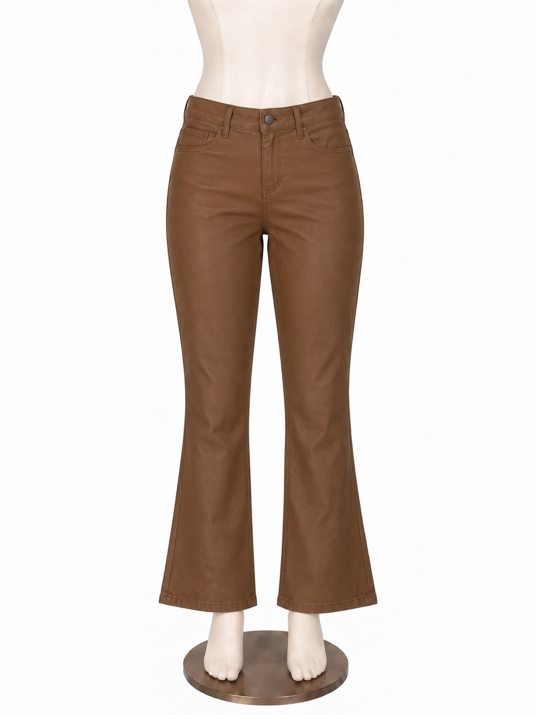 PAIGE Faux Leather Cropped Flare Pants Chestnut Brown Size 28 - ONLINE ONLY
