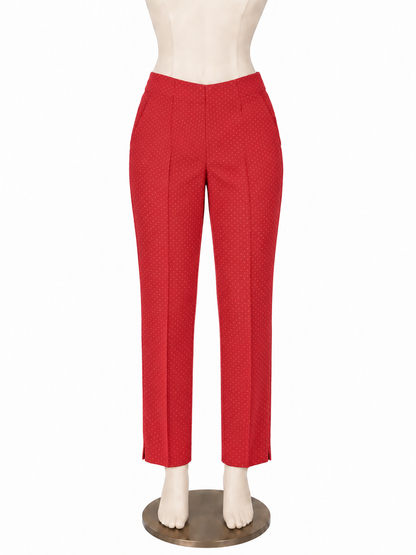 Eric by Liverpool Red &amp; Pink Polka Dot Stretch Ankle Pants Size 8 - ONLINE ONLY
