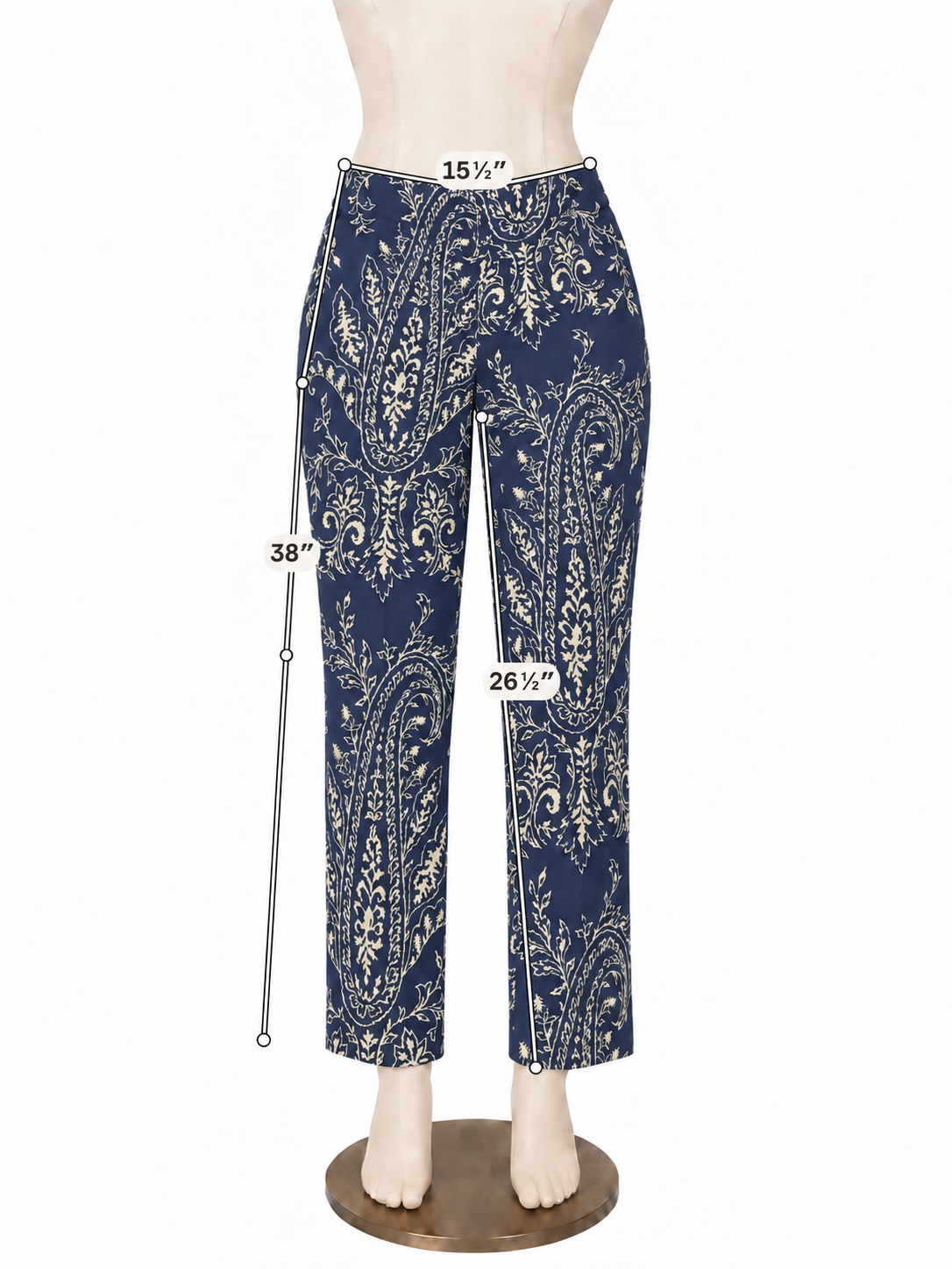 Talbots Petites Paisley Print Stretch Cotton Pants Blue White Size 12P - ONLINE ONLY