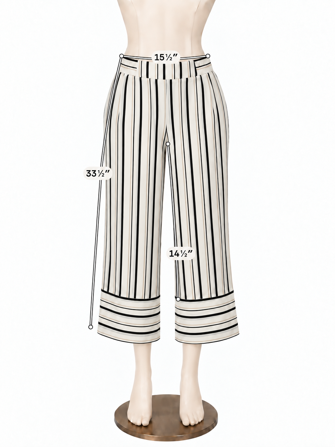 EST. 1946 Striped Wide Leg Cropped Pants Culottes Size Large NWT - ONLINE ONLY