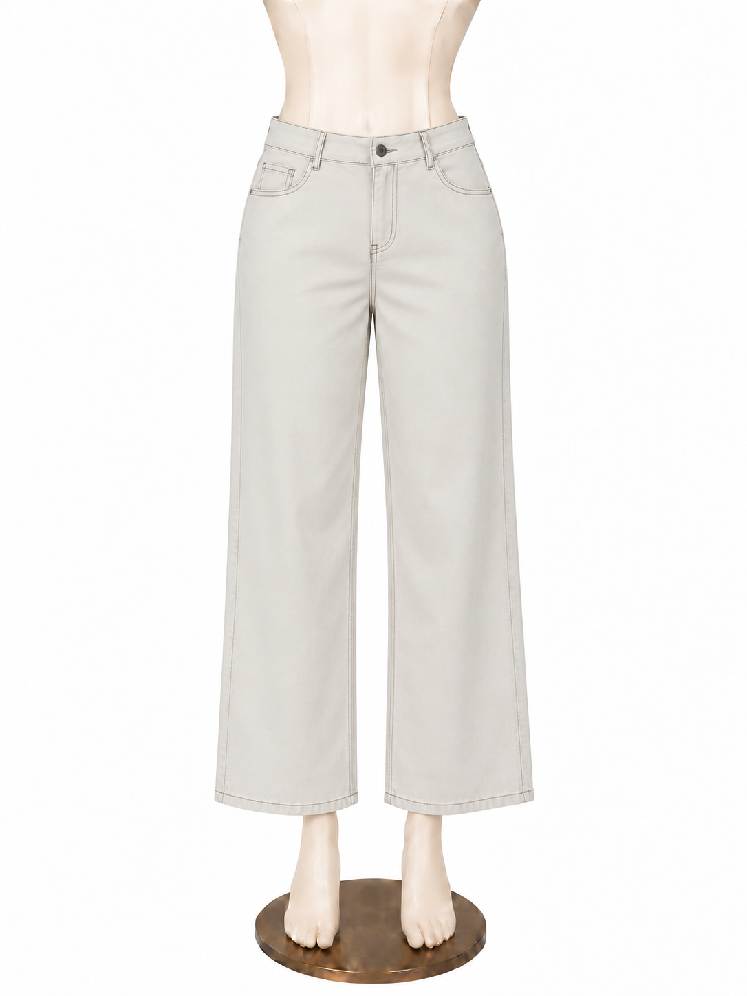 Halara High-Waisted Wide Leg Denim Palazzo Pants Off-White Size Large - ONLINE ONLY