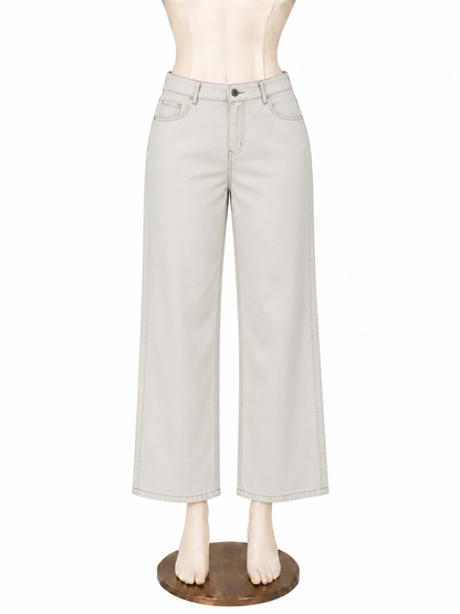 Halara High-Waisted Wide Leg Denim Palazzo Pants Off-White Size Large - ONLINE ONLY