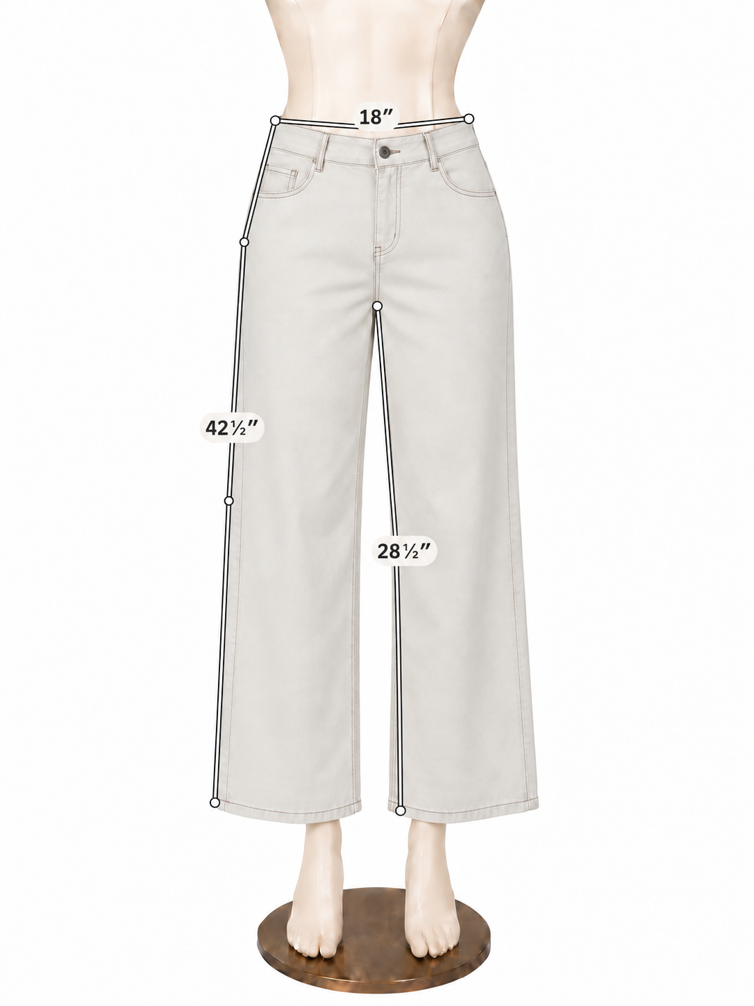 Halara High-Waisted Wide Leg Denim Palazzo Pants Off-White Size Large - ONLINE ONLY