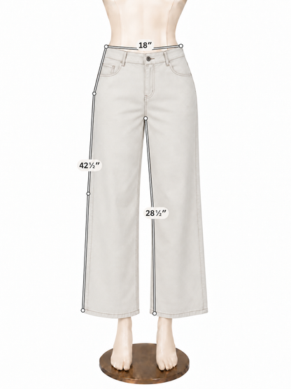 Halara High-Waisted Wide Leg Denim Palazzo Pants Off-White Size Large - ONLINE ONLY