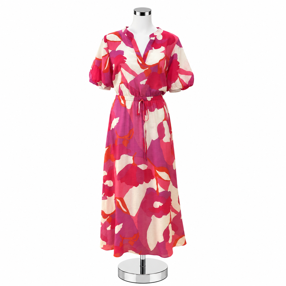 Vince Vince Camuto Floral Puff Sleeve Drawstring Waist Maxi Dress Size Large - ONLINE ONLY