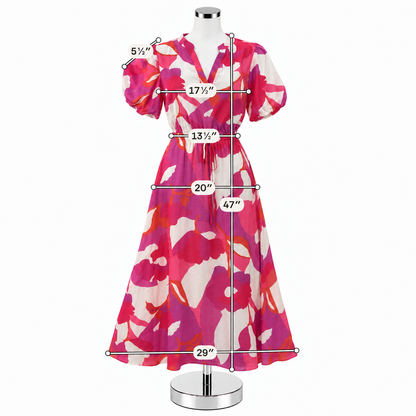Vince Vince Camuto Floral Puff Sleeve Drawstring Waist Maxi Dress Size Large - ONLINE ONLY
