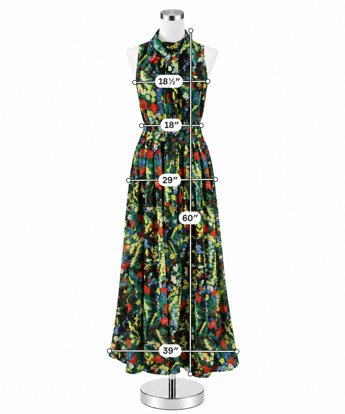 Lauren Ralph Lauren Floral Tie-Neck Sleeveless Maxi Dress Size 16 - ONLINE ONLY