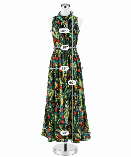 Lauren Ralph Lauren Floral Tie-Neck Sleeveless Maxi Dress Size 16 - ONLINE ONLY