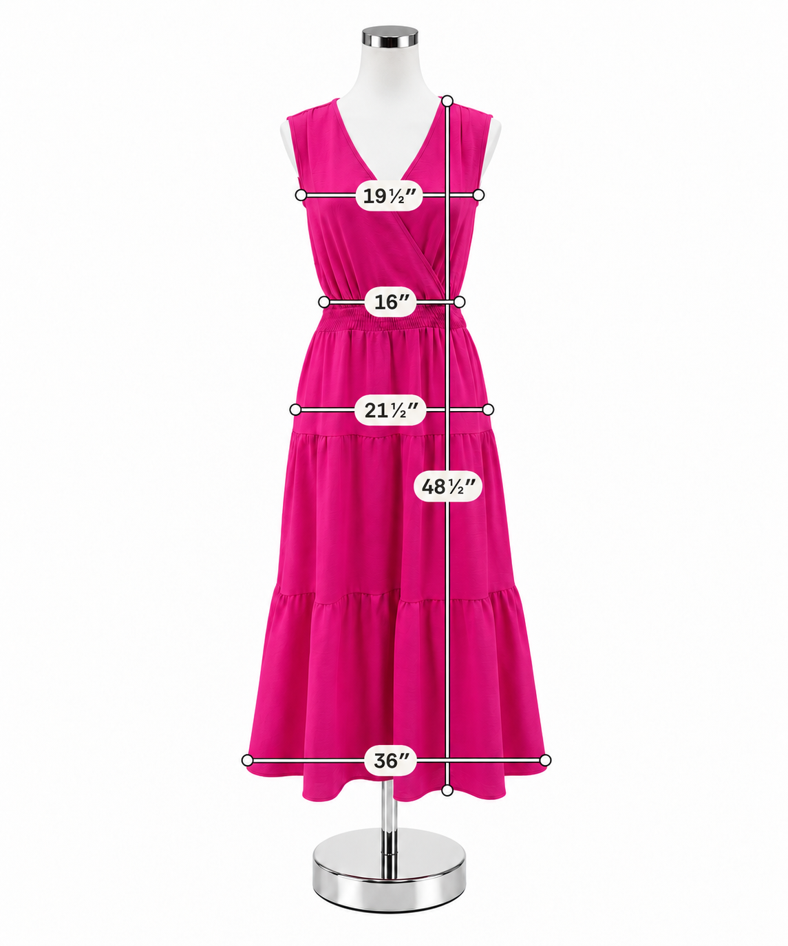 Nina Leonard Pink Tiered Surplice Maxi Dress Womens Size Large - ONLINE ONLY