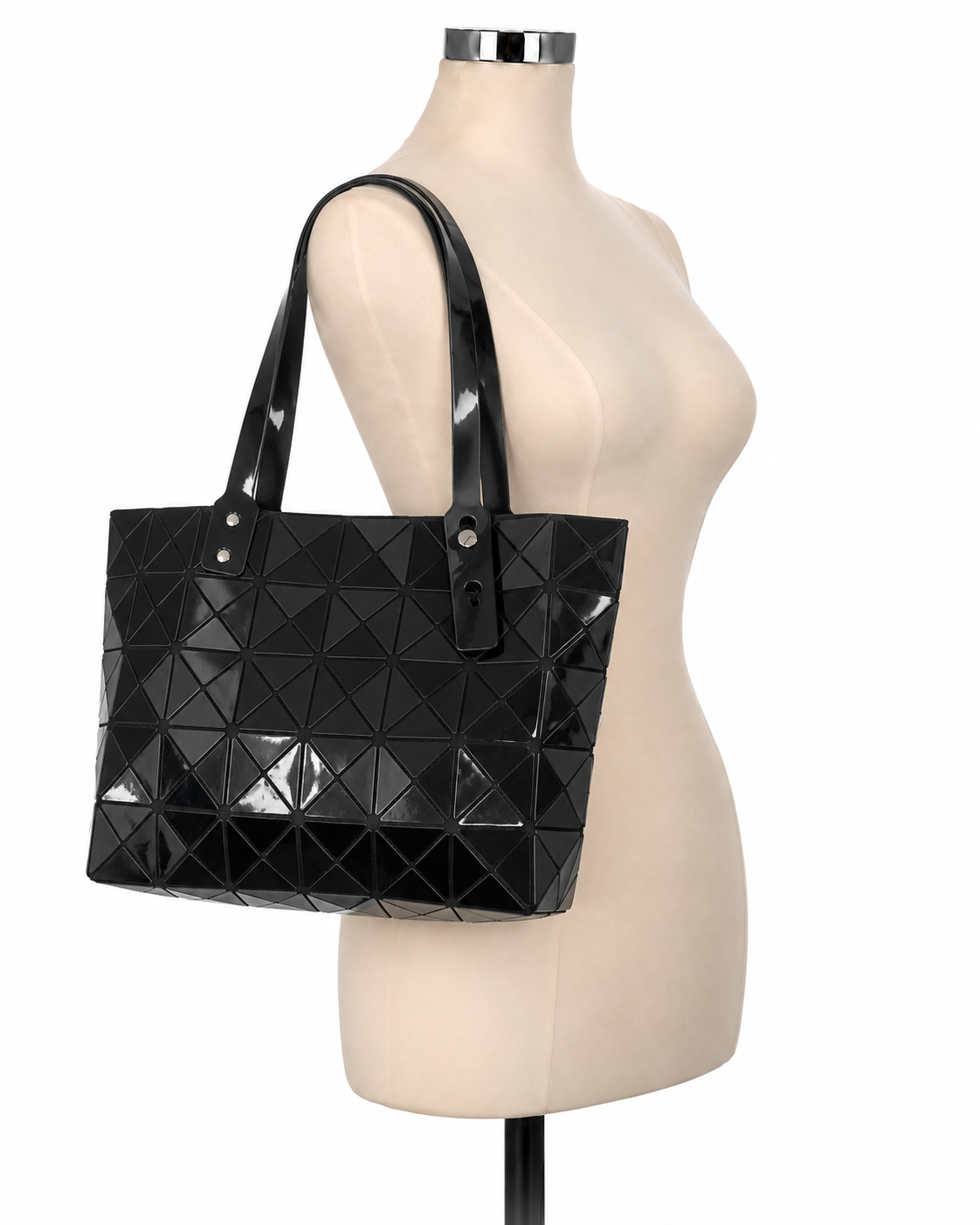 Bao Issey Miyake Lucent Glossy Geometric Origami Tote Bag Black