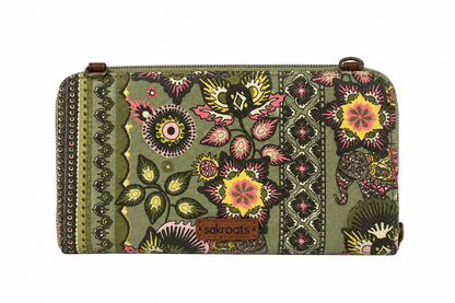 Sakroots Artist Circle Olive Spirit Desert Wallet Wristlet | Boho Floral Clutch