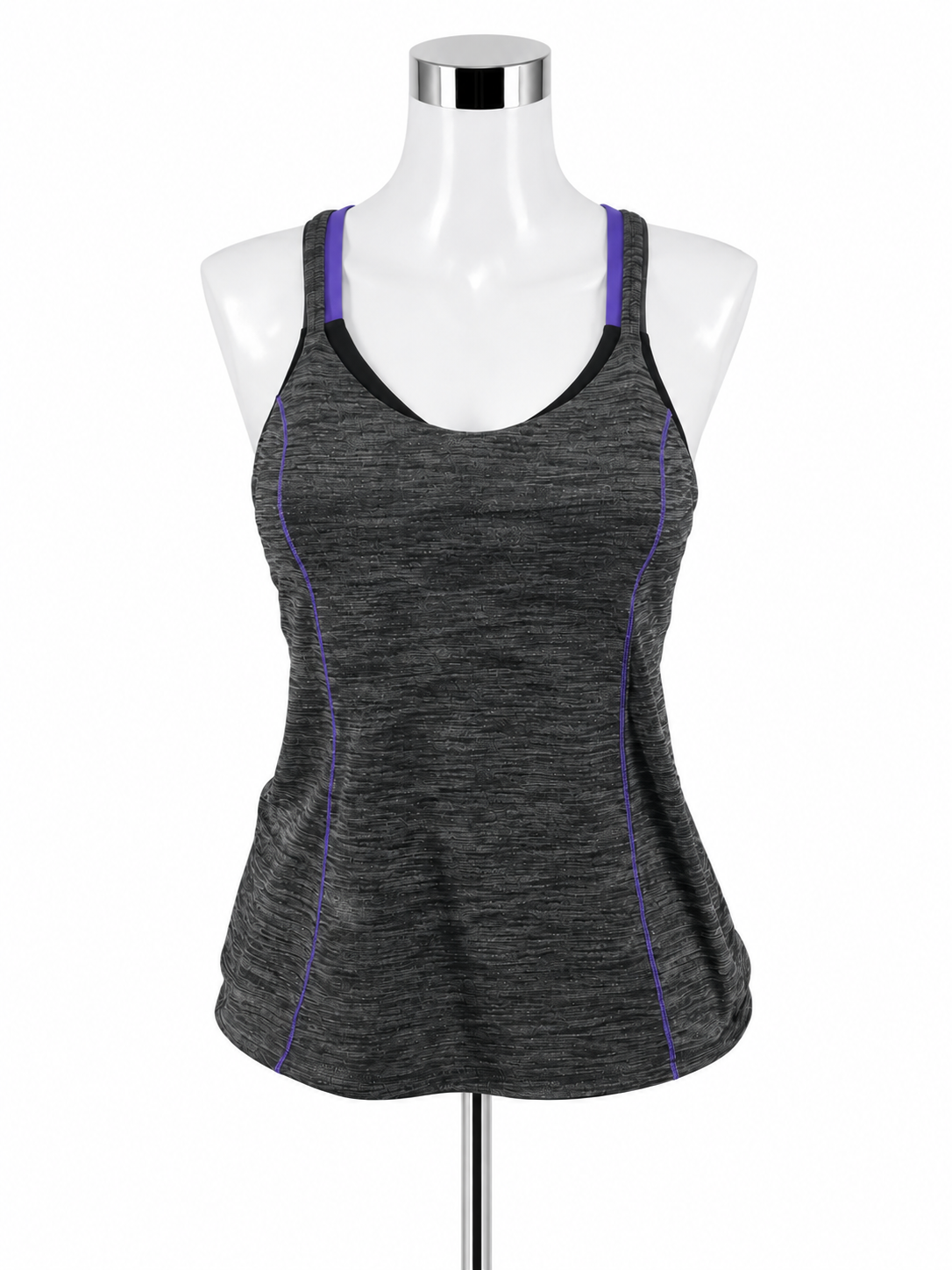 Lululemon Push Ur Limits Tank Heathered Gray Purple Strappy Top Size 6 - ONLINE ONLY
