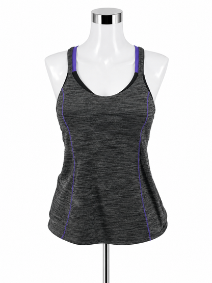 Lululemon Push Ur Limits Tank Heathered Gray Purple Strappy Top Size 6 - ONLINE ONLY