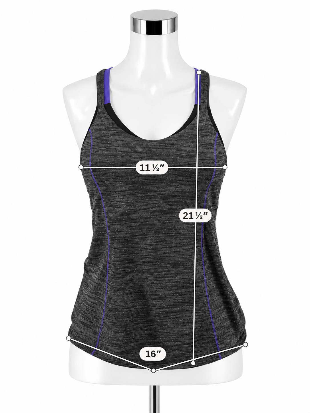 Lululemon Push Ur Limits Tank Heathered Gray Purple Strappy Top Size 6 - ONLINE ONLY