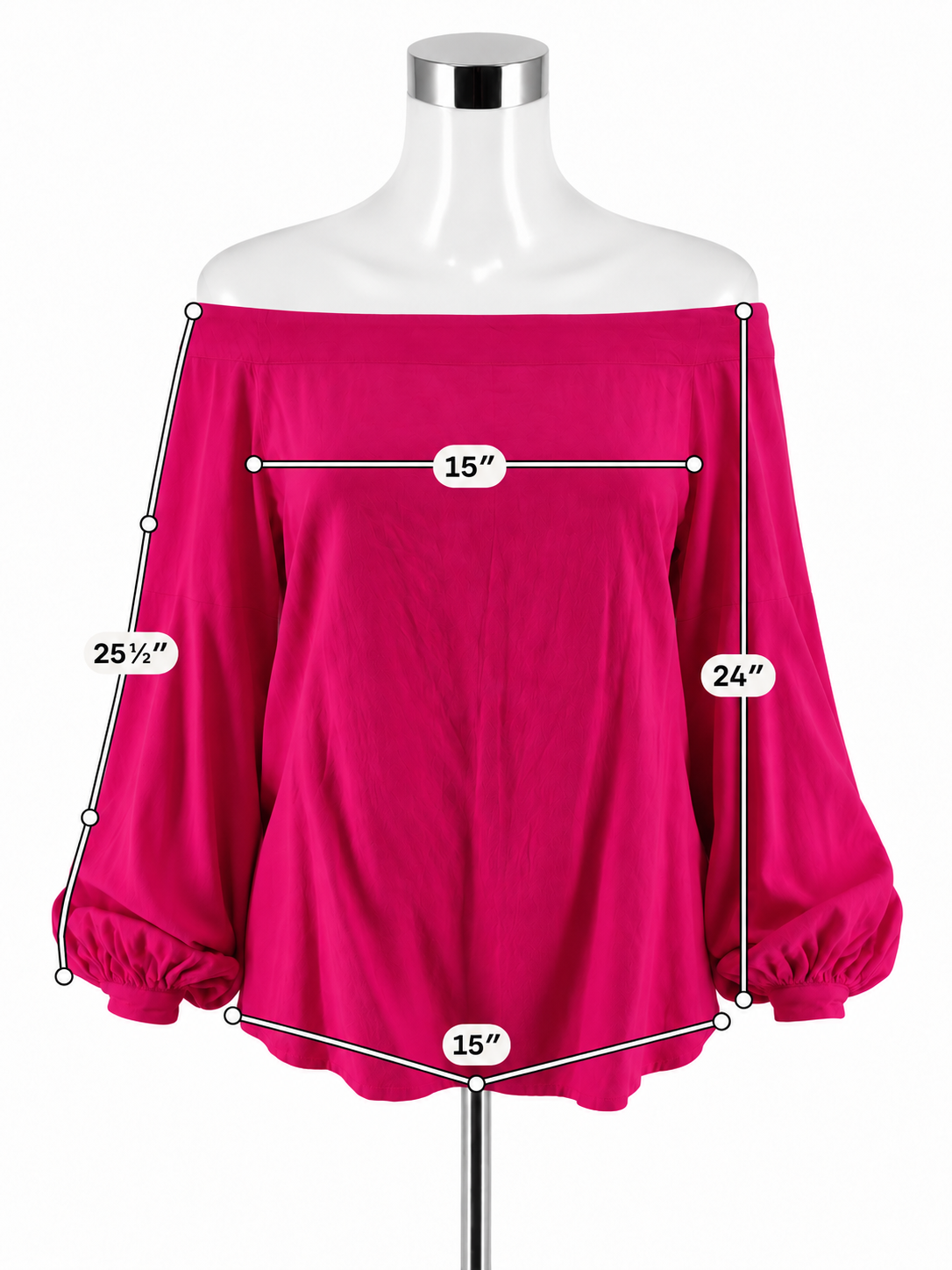 Floreat Fuchsia Off-The-Shoulder Bishop Sleeve Blouse Size 4 - ONLINE ONLY