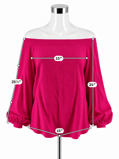 Floreat Fuchsia Off-The-Shoulder Bishop Sleeve Blouse Size 4 - ONLINE ONLY