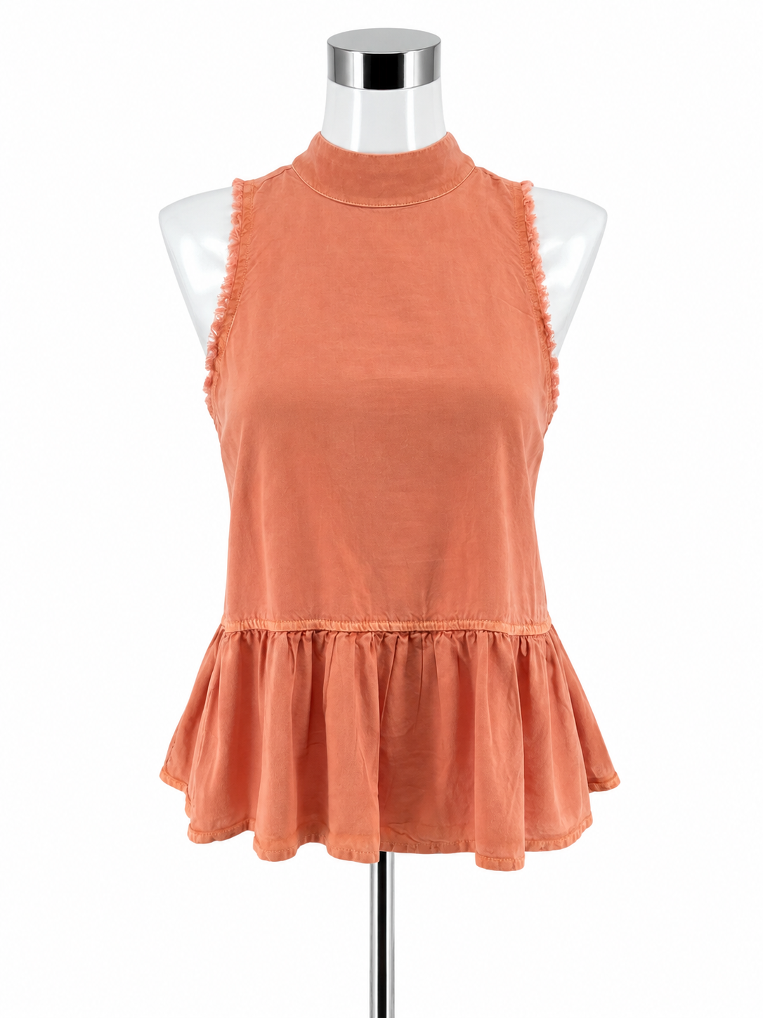 Cloth &amp; Stone Sula Tencel Tie-Back Peplum Tank Top XS Burnt Orange - ONLINE ONLY