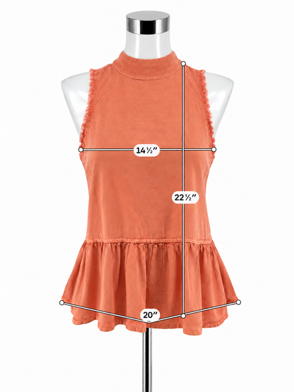 Cloth &amp; Stone Sula Tencel Tie-Back Peplum Tank Top XS Burnt Orange - ONLINE ONLY