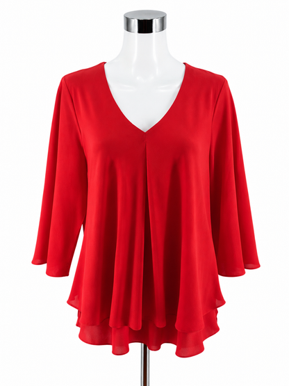 Frank Lyman Design Red Chiffon Bell Sleeve Blouse Top Size 14 NWT - ONLINE ONLY