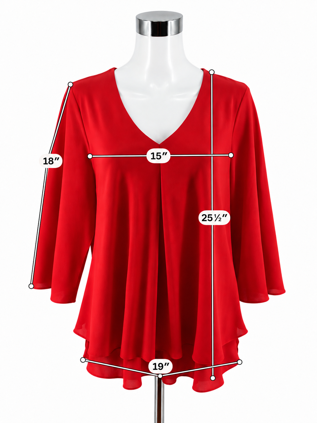 Frank Lyman Design Red Chiffon Bell Sleeve Blouse Top Size 14 NWT - ONLINE ONLY