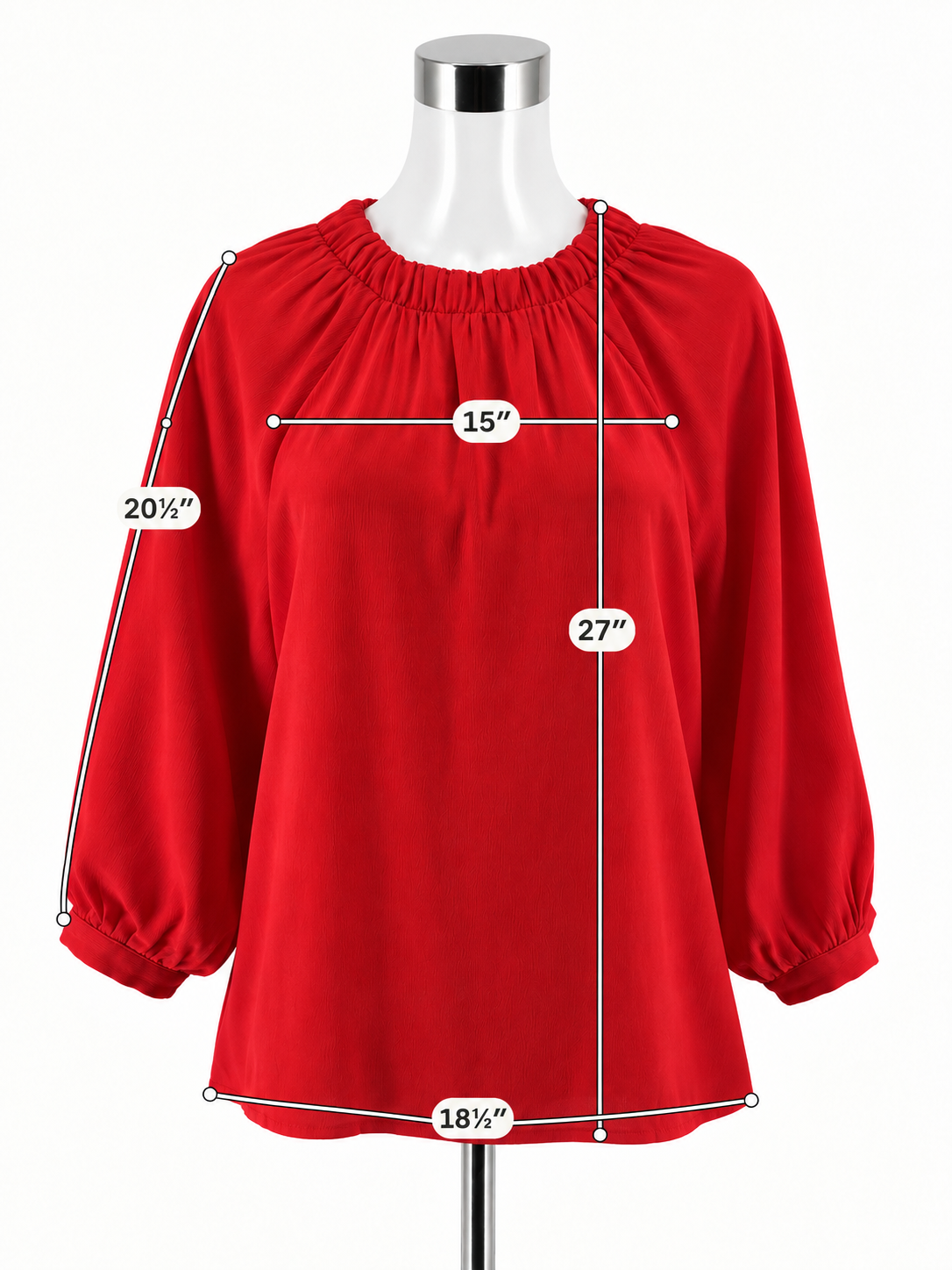 Jade Melody Tam Red Crinkle Crepe Bishop Sleeve Blouse | Size XL - ONLINE ONLY