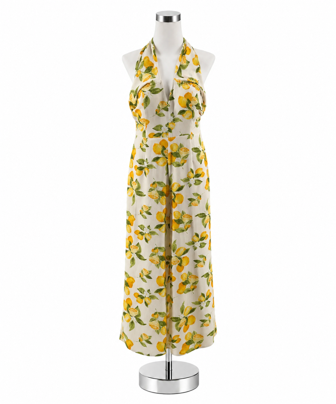 Lola Grace Lemon Print Halter Wide Leg Jumpsuit Size Large - ONLINE ONLY