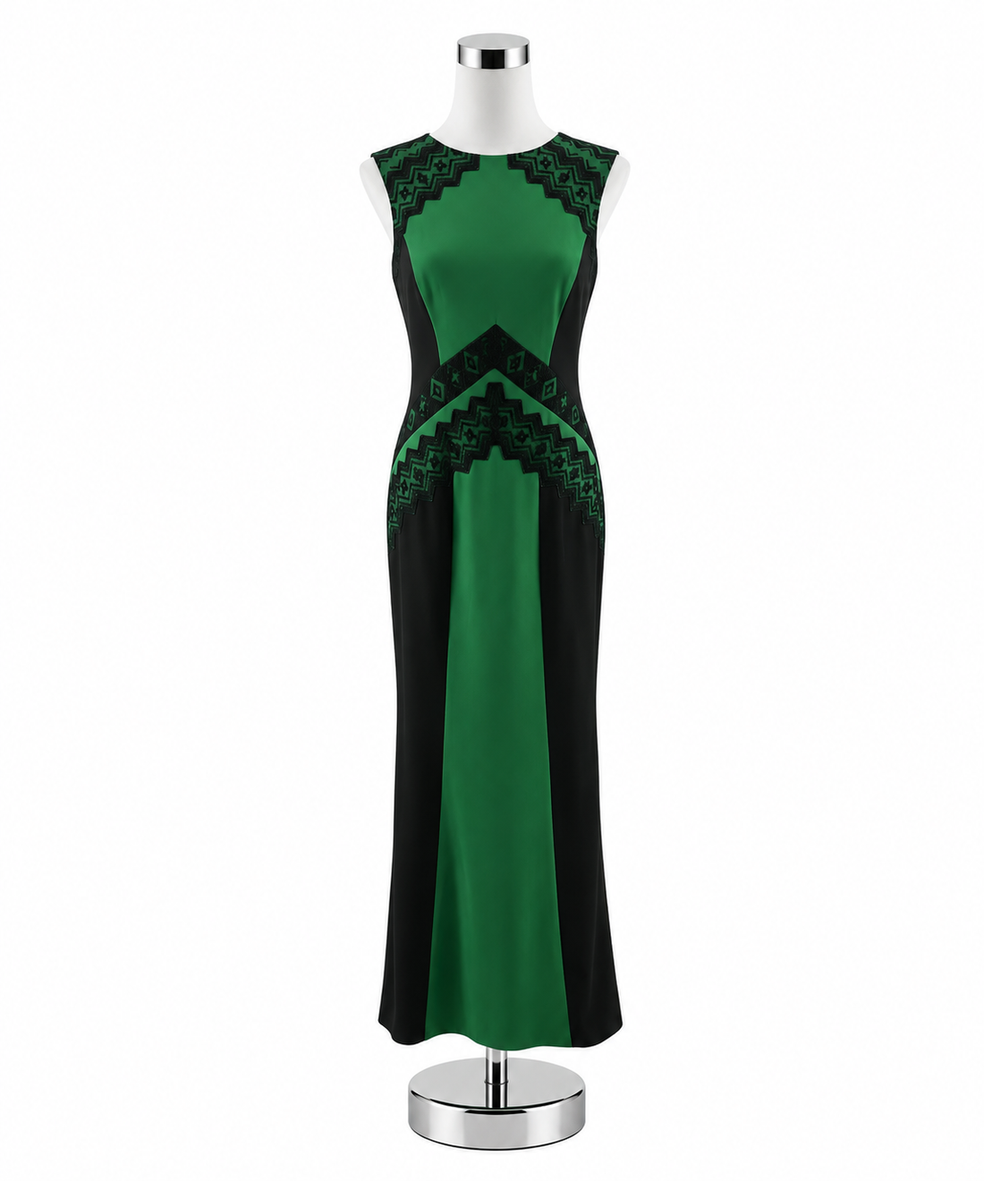 Tadashi Shoji Emerald Green &amp; Black Lace Inset Colorblock Gown Size 6 NWT - ONLINE ONLY