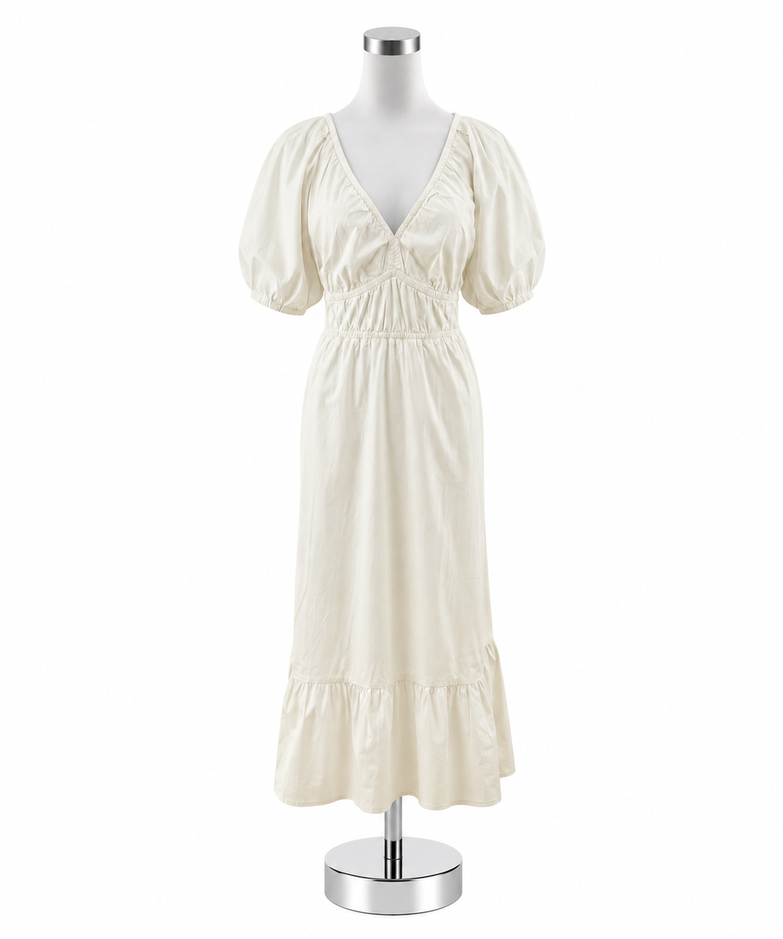 Vineyard Vines Poplin Puff-Sleeve Midi Dress White L NWT - ONLINE ONLY