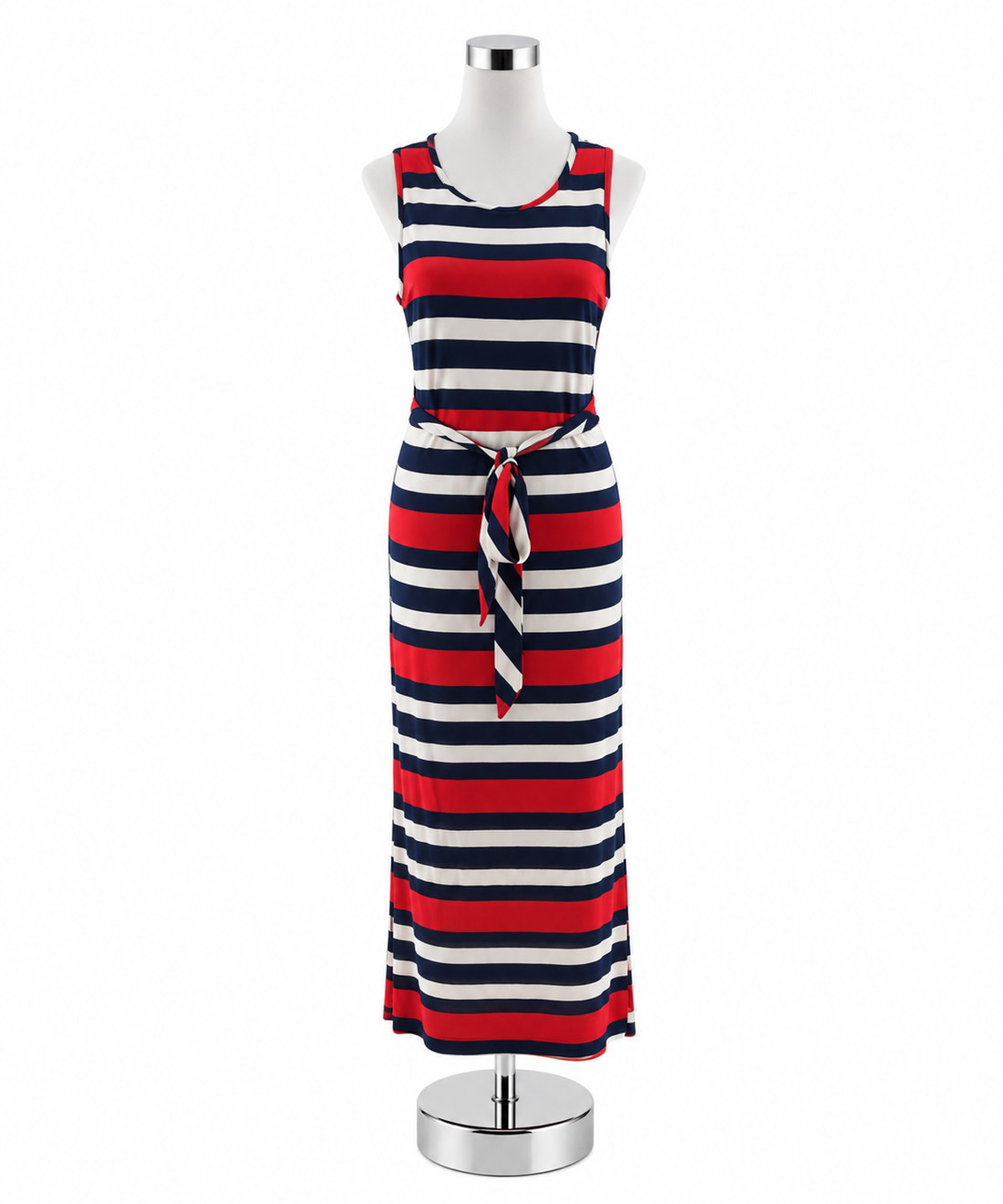 Banana Republic Striped Tie-Waist Maxi Dress Red White Navy Size 14 - ONLINE ONLY