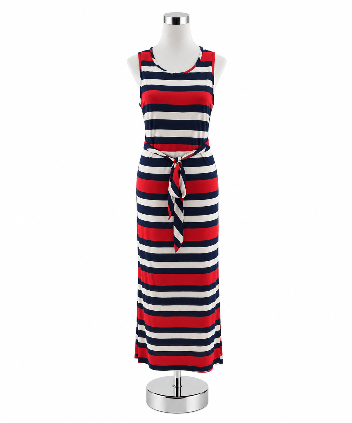 Banana Republic Striped Tie-Waist Maxi Dress Red White Navy Size 14 - ONLINE ONLY