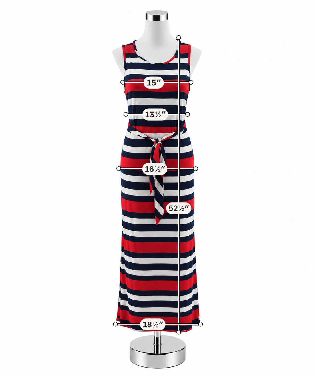 Banana Republic Striped Tie-Waist Maxi Dress Red White Navy Size 14 - ONLINE ONLY