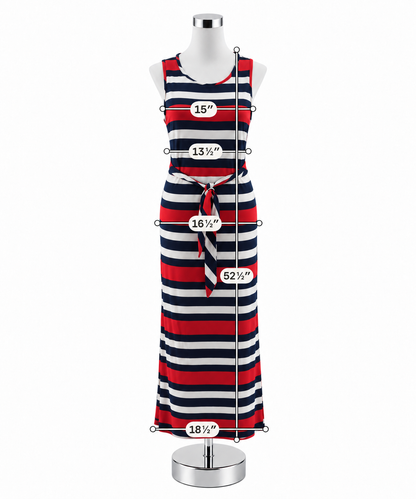 Banana Republic Striped Tie-Waist Maxi Dress Red White Navy Size 14 - ONLINE ONLY