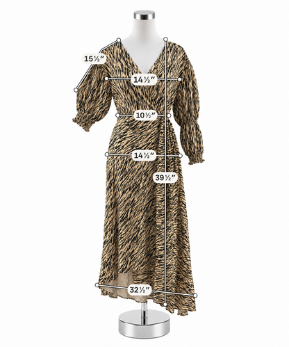 ELF Handmade Animal Print Wrap Dress Duster | Size L | 100% Rayon Bali Made - ONLINE ONLY
