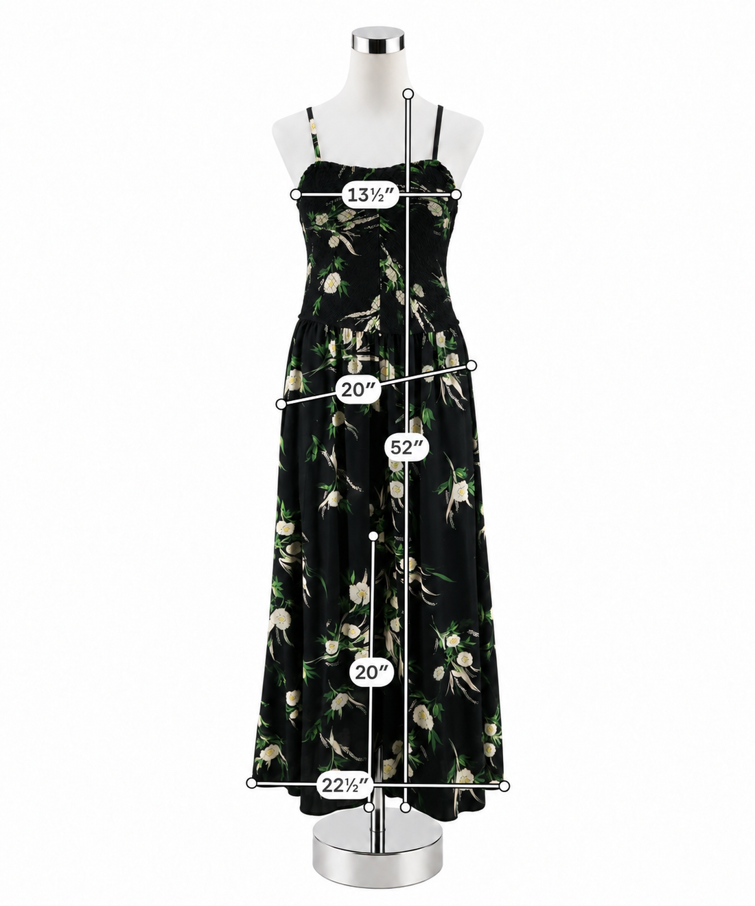 Maurices Floral Smocked Bodice Wide Leg Jumpsuit Black Green Cream Size Large - ONLINE ONLY