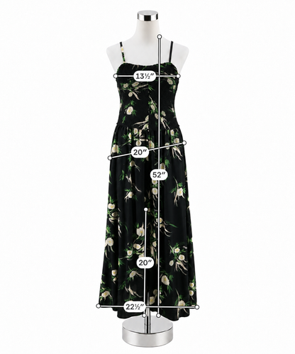 Maurices Floral Smocked Bodice Wide Leg Jumpsuit Black Green Cream Size Large - ONLINE ONLY