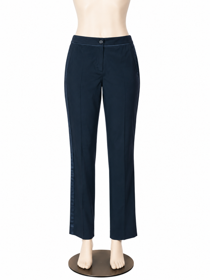 Marc Cain Black Silk Tuxedo Stripe Cropped Ankle Pants | Size N6 (US 14) - ONLINE ONLY