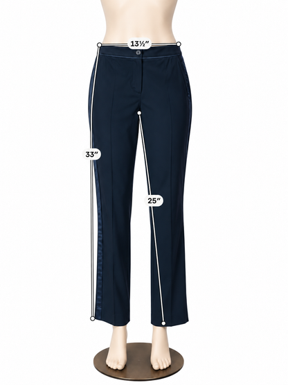 Marc Cain Black Silk Tuxedo Stripe Cropped Ankle Pants | Size N6 (US 14) - ONLINE ONLY