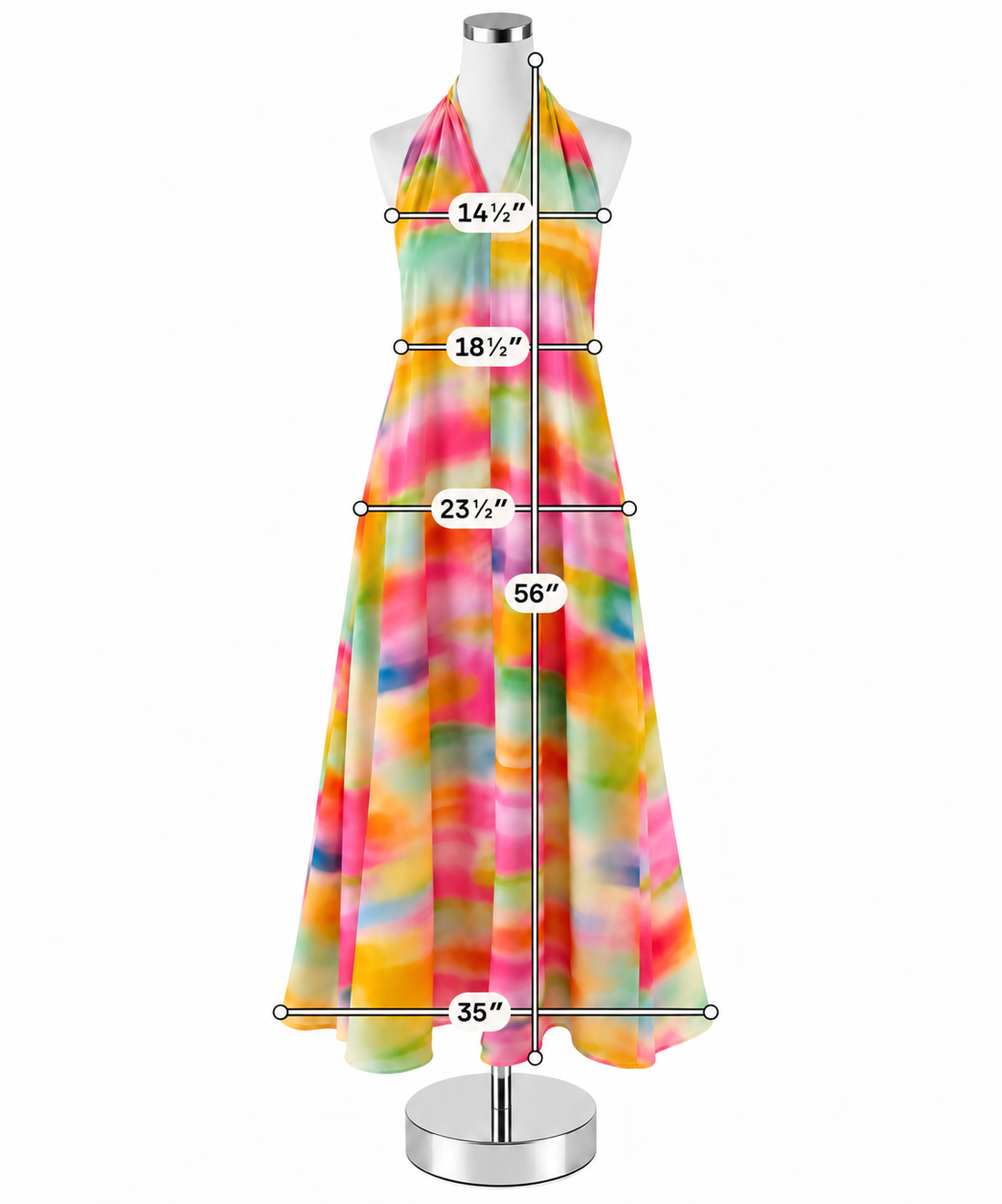 Crosby by Mollie Burch Maeve Rainbow Watercolor Halter Maxi Dress Size Medium - ONLINE ONLY