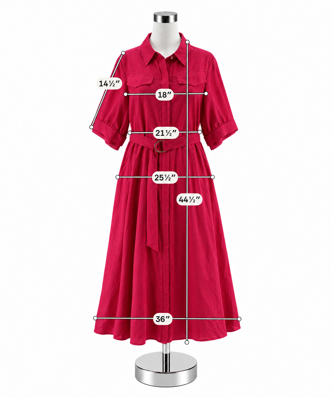 Acler Banks Fuschia Linen-Blend Belted Midi Shirtdress Size 8 - ONLINE ONLY