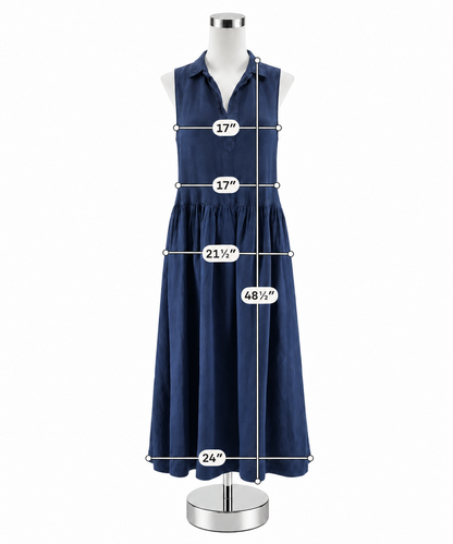 Frank &amp; Eileen Daphne Sleeveless Navy Blue 100% Linen Maxi Dress Size Small - ONLINE ONLY